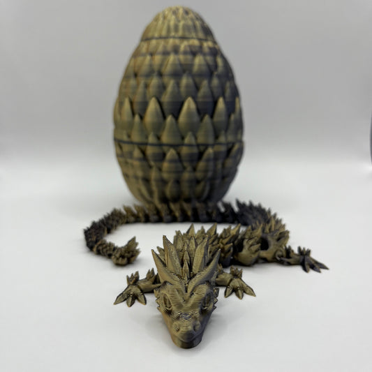 "Nocturne" - 3D Printed Dragon Egg in Black and Gold