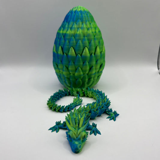 "Seraphina" - 3D Printed Dragon Egg in Green and Blue