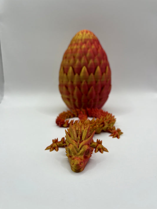 "Fyrnix" - 3D printed dragon egg in Red/Gold