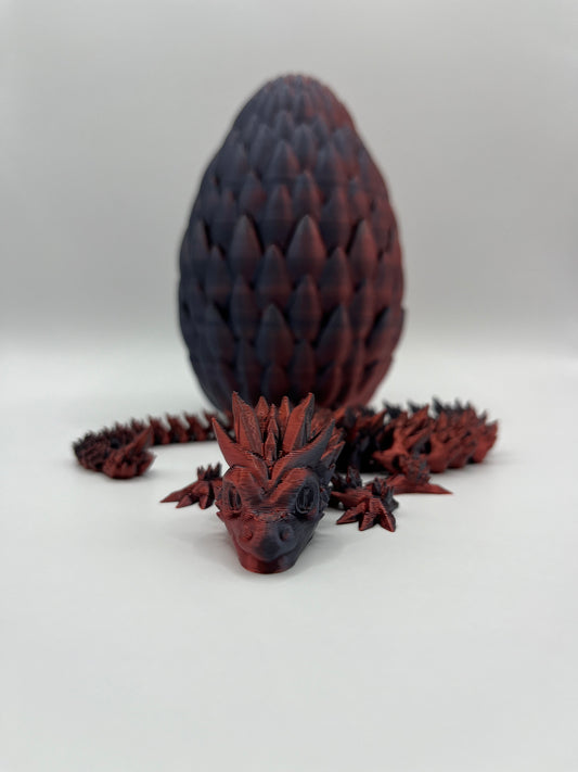 "Blaze" - 3D printed dragon egg in Red and Black