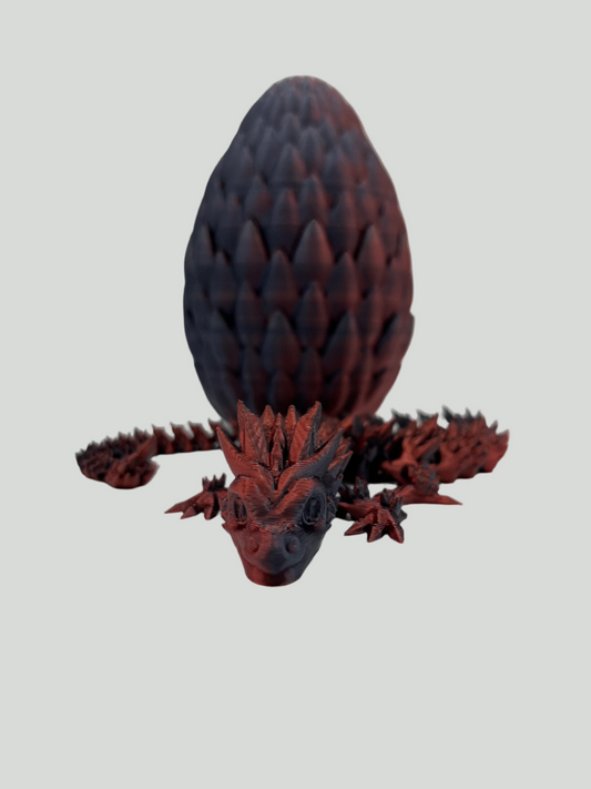 "Blaze" - 3D printed dragon egg in Red and Black